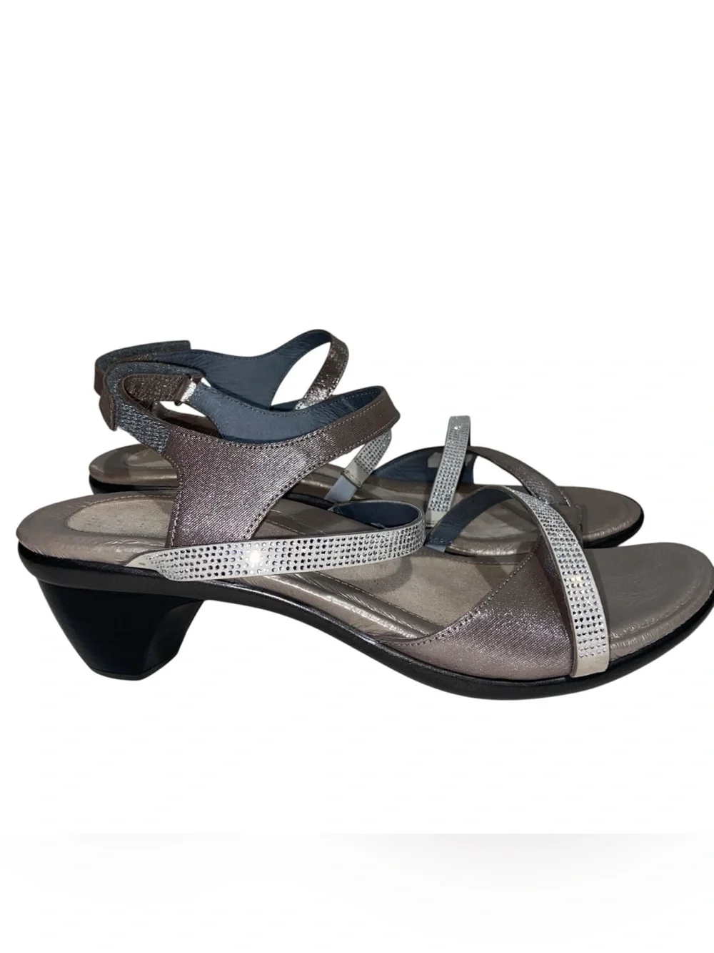 Naot Sandals Womens Size 42 (11-11.5) Innovate Heels Strappy Rhinestone Silver